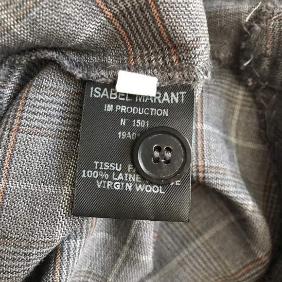 Isabel Etoile Marant Gray Glen Plaid 100% Virgin Wool Dress Size 40 US 8 - Picture 9 of 10